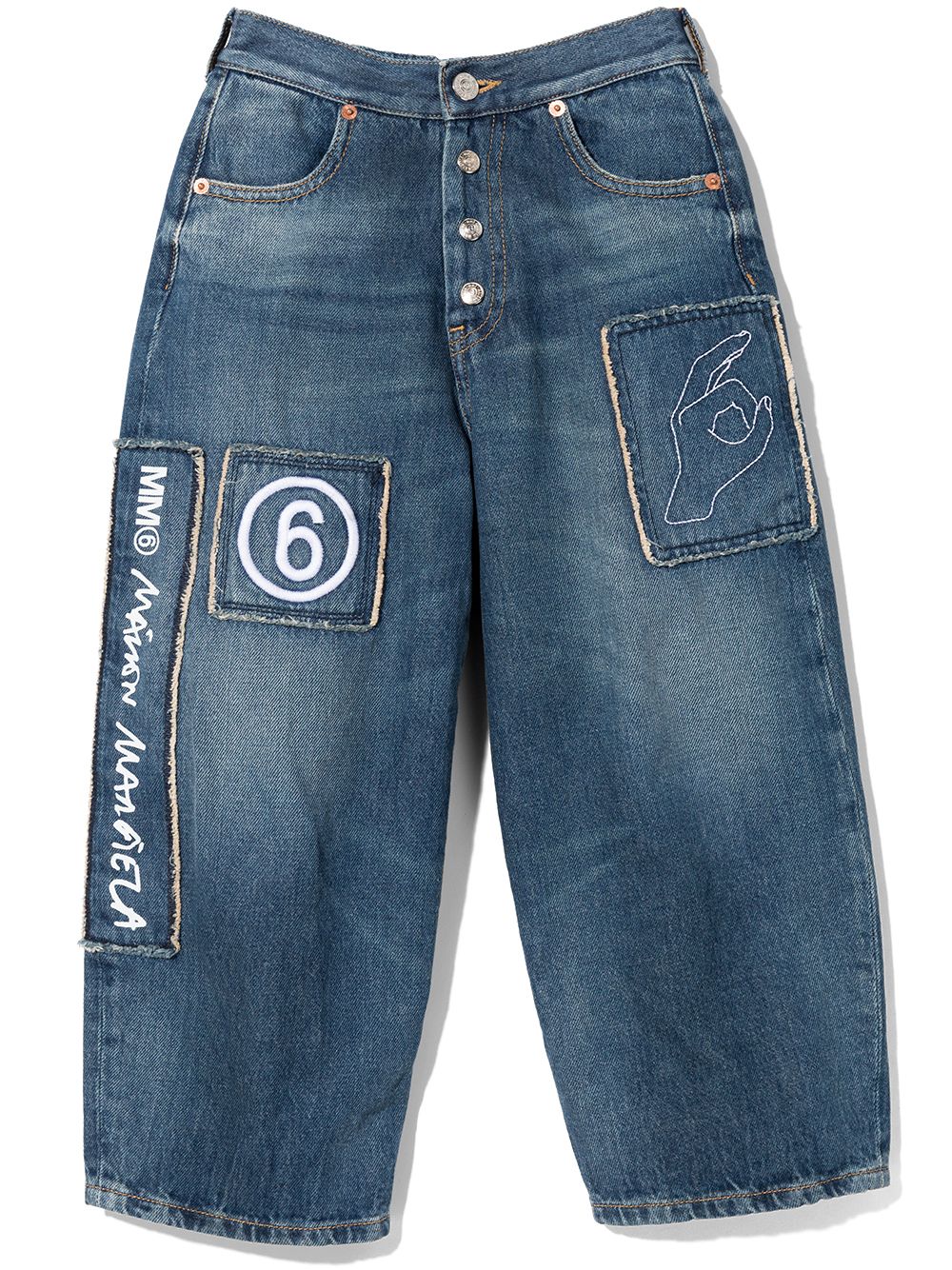 MM6 Maison Margiela Kids Weite Jeans mit Logo-Print - Blau von MM6 Maison Margiela Kids