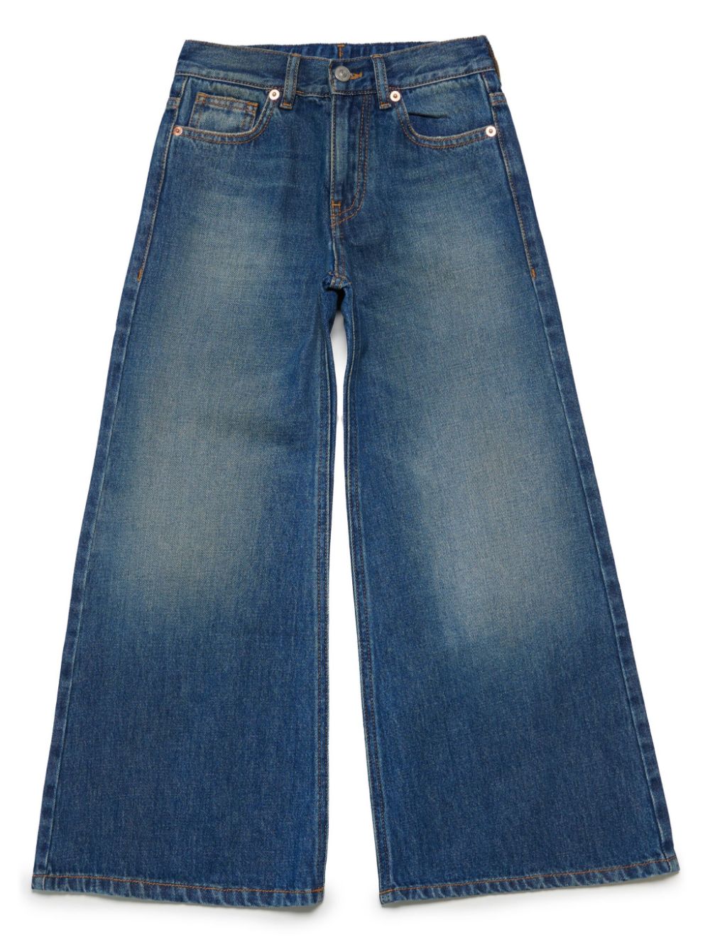 MM6 Maison Margiela Kids Wide-Leg-Jeans mit Logo-Patch - Blau von MM6 Maison Margiela Kids