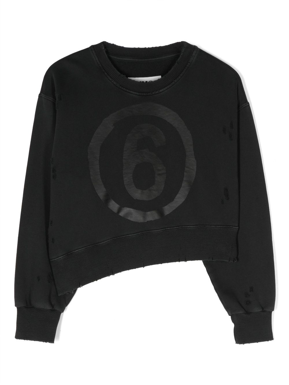 MM6 Maison Margiela Kids Asymmetrisches Sweatshirt mit Logo - Grau von MM6 Maison Margiela Kids