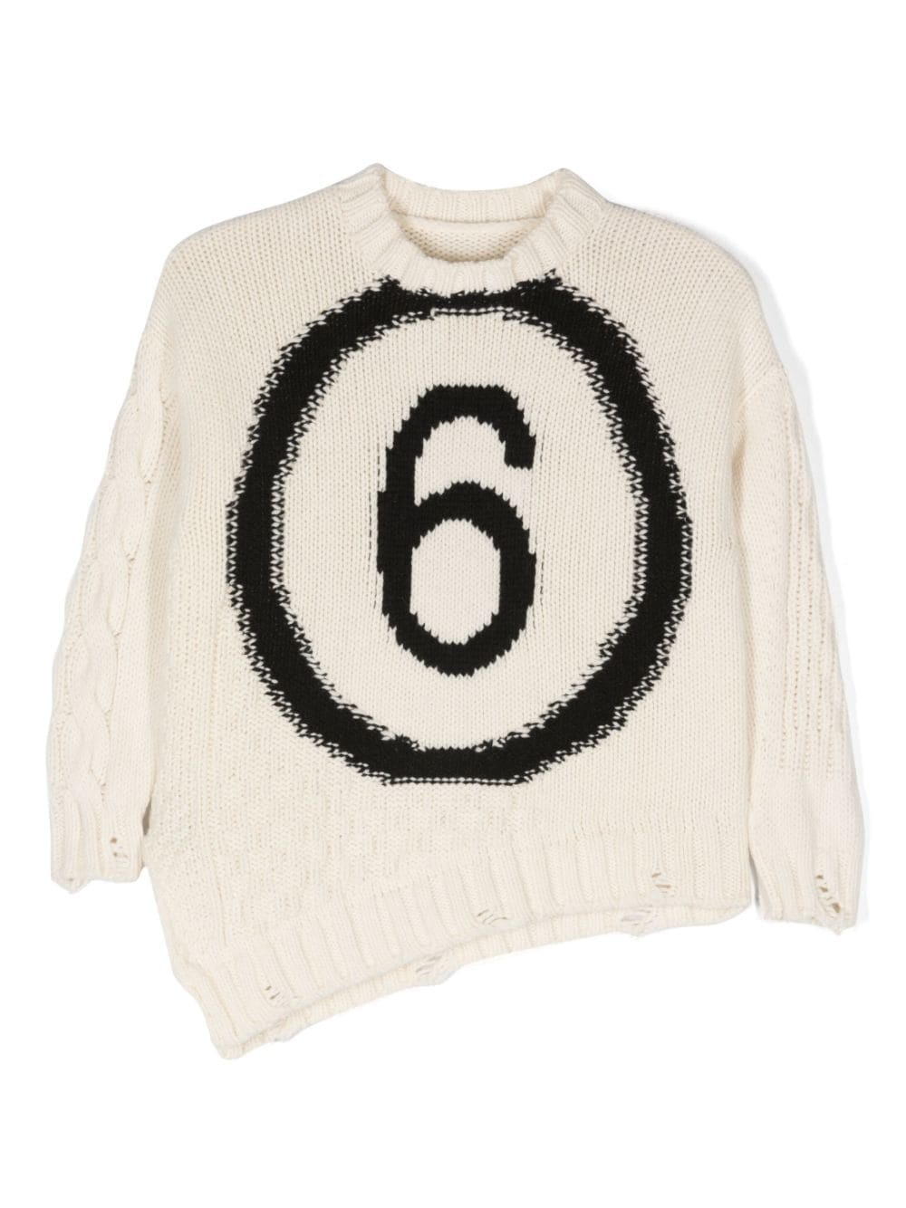 MM6 Maison Margiela Kids Pullover in Distressed-Optik - Nude von MM6 Maison Margiela Kids