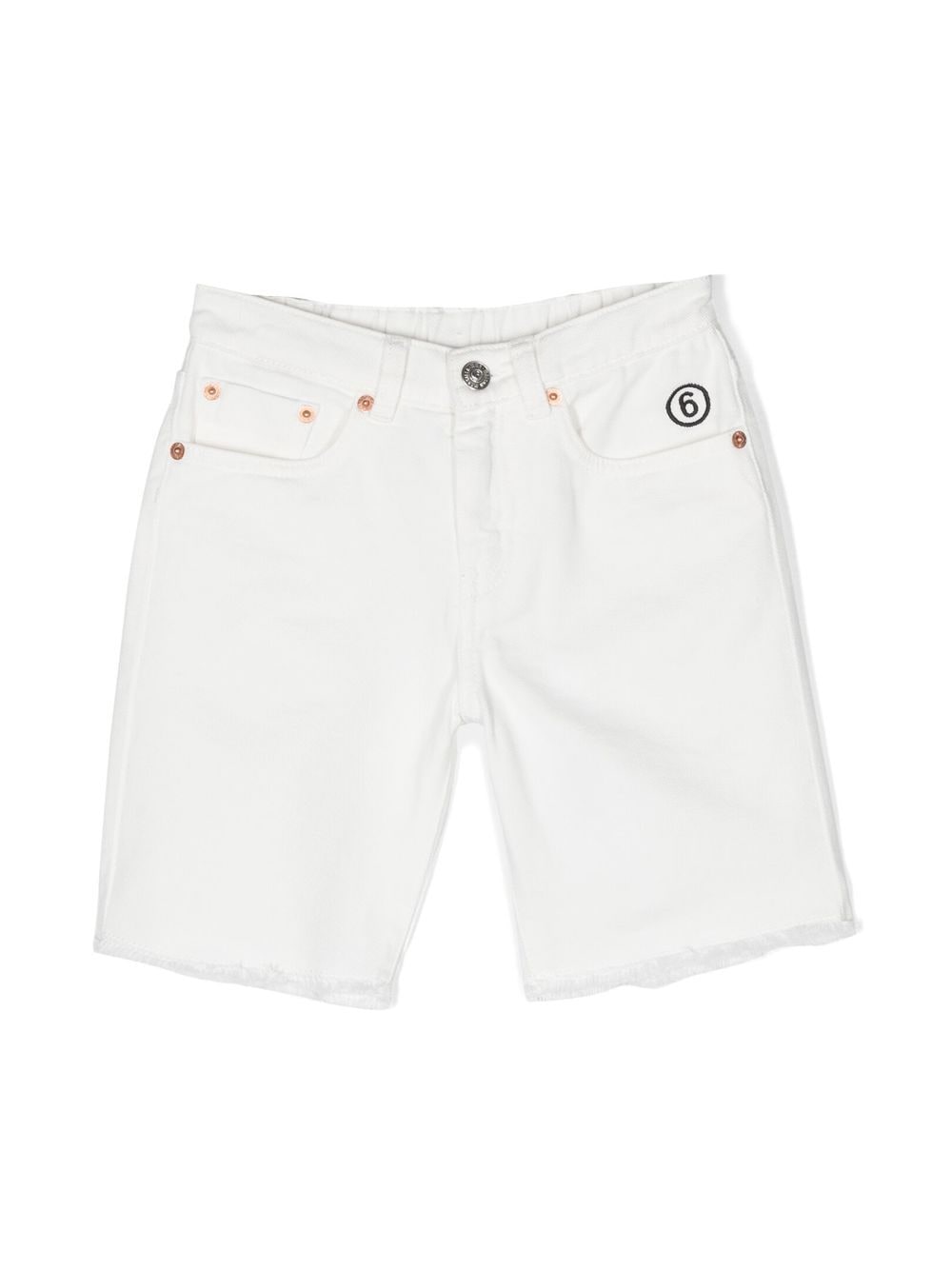 MM6 Maison Margiela Kids Schmale Shorts mit Logo-Stickerei - Weiß von MM6 Maison Margiela Kids