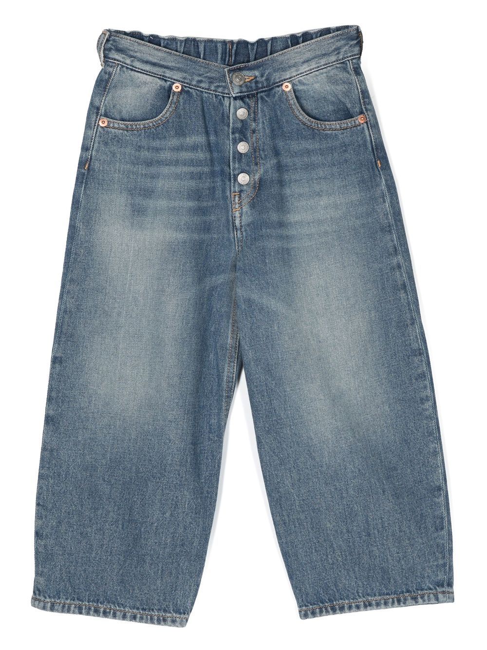 MM6 Maison Margiela Kids Gerade Jeans mit Logo-Patch - Blau von MM6 Maison Margiela Kids