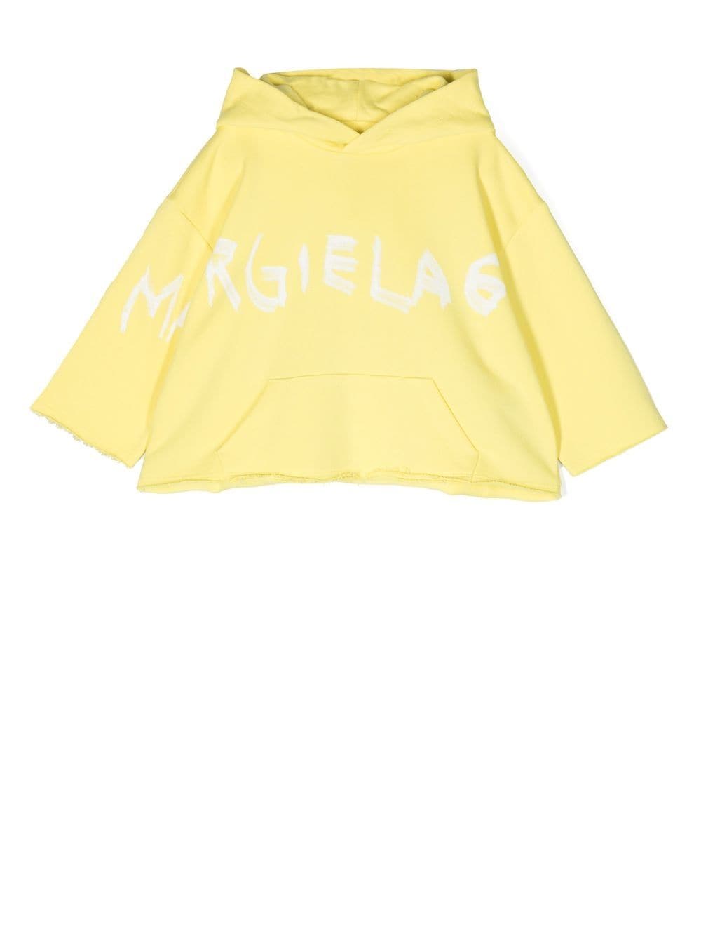 MM6 Maison Margiela Kids Cropped-Hoodie mit Logo-Print - Gelb von MM6 Maison Margiela Kids