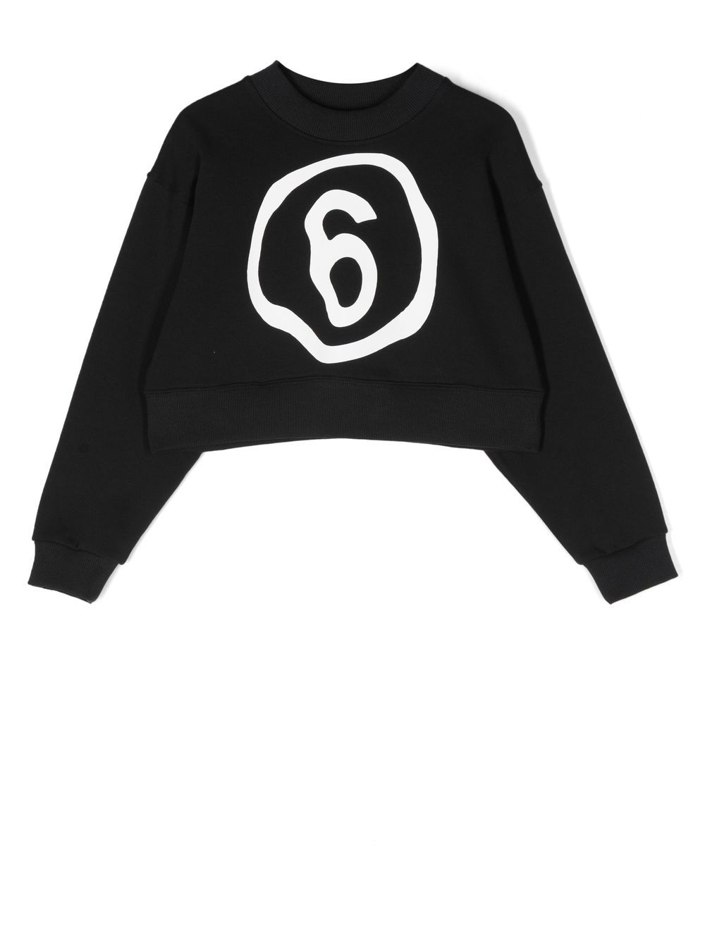 MM6 Maison Margiela Kids Cropped-Sweatshirt mit Logo-Print - Schwarz von MM6 Maison Margiela Kids