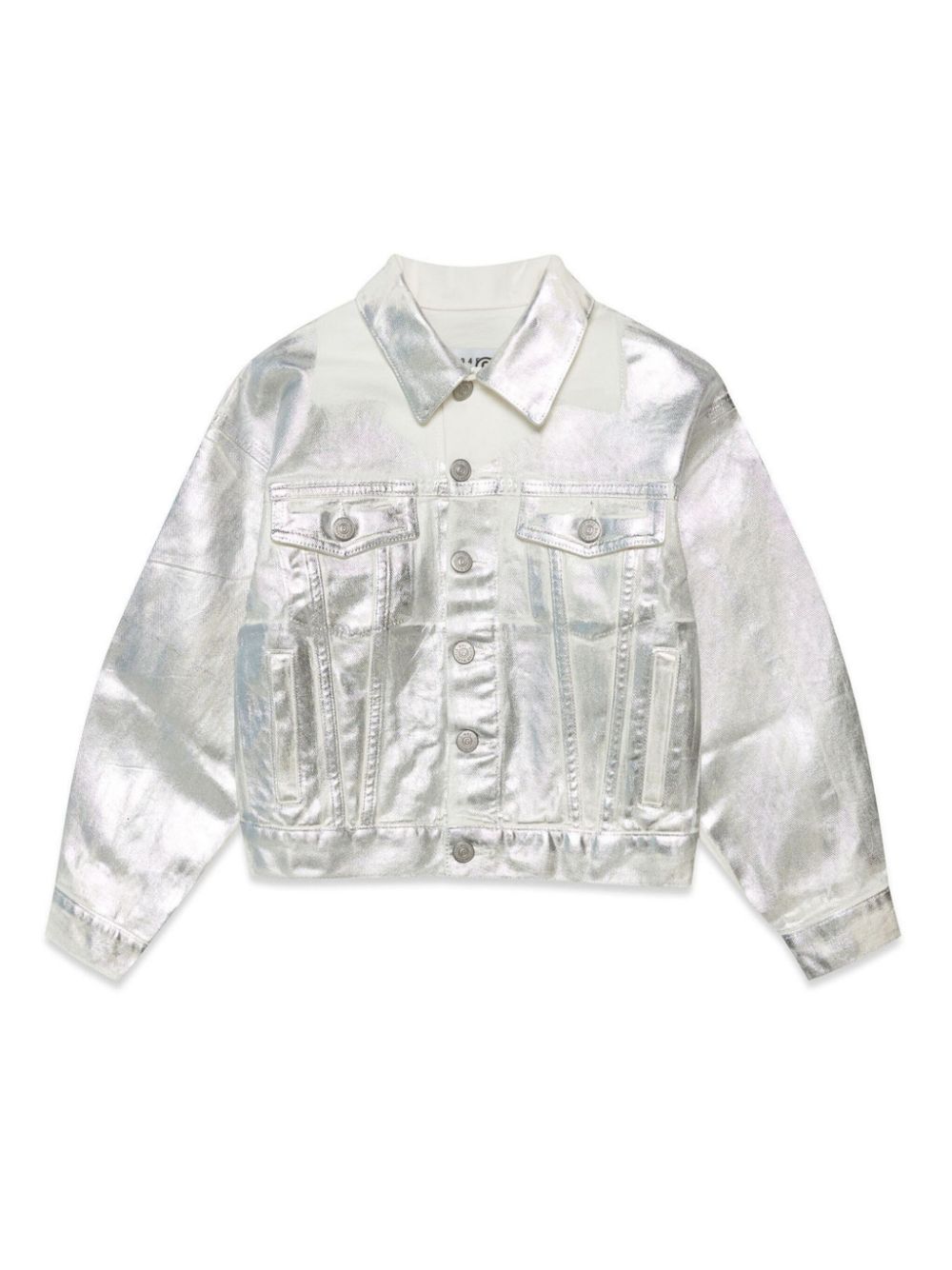 MM6 Maison Margiela Kids TEEN Jeansjacke in Metallic-Optik - Nude von MM6 Maison Margiela Kids