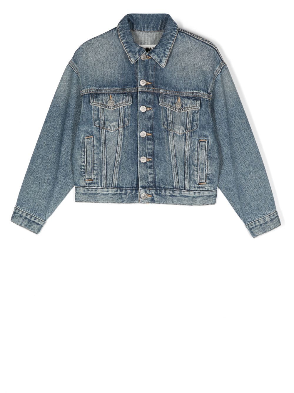 MM6 Maison Margiela Kids Jeansjacke mit Logo-Print - Blau von MM6 Maison Margiela Kids