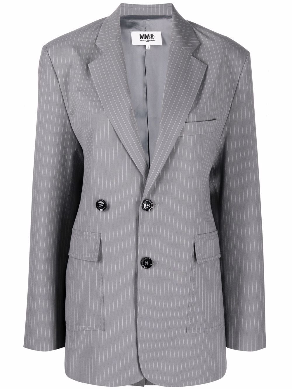 MM6 Maison Margiela Einreihiger Blazer mit Nadelstreifen - Grau von MM6 Maison Margiela