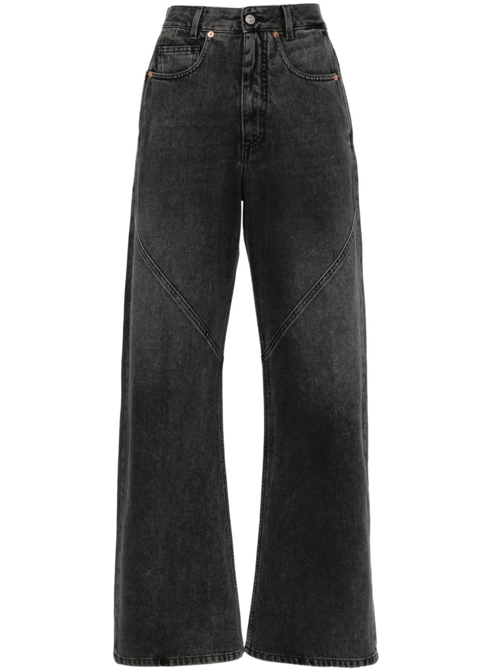 MM6 Maison Margiela Gerade High-Waist-Jeans - Schwarz von MM6 Maison Margiela