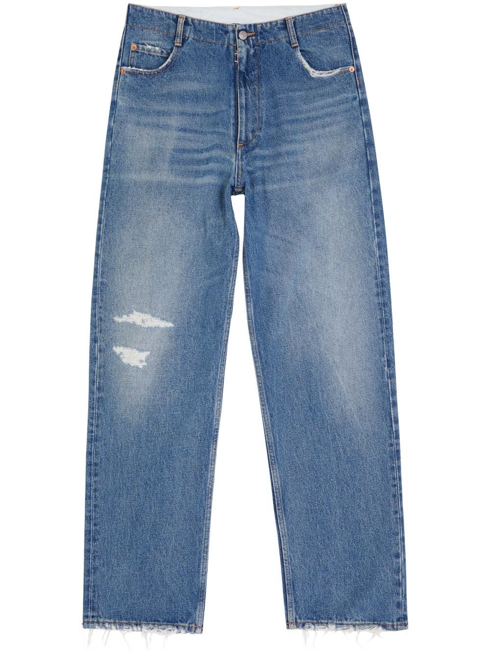 MM6 Maison Margiela Gerade Jeans mit Distressed-Detail - Blau von MM6 Maison Margiela