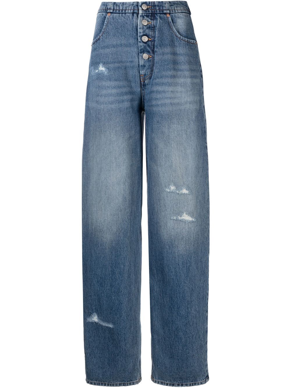 MM6 Maison Margiela Gerade Jeans im Distressed-Look - Blau von MM6 Maison Margiela