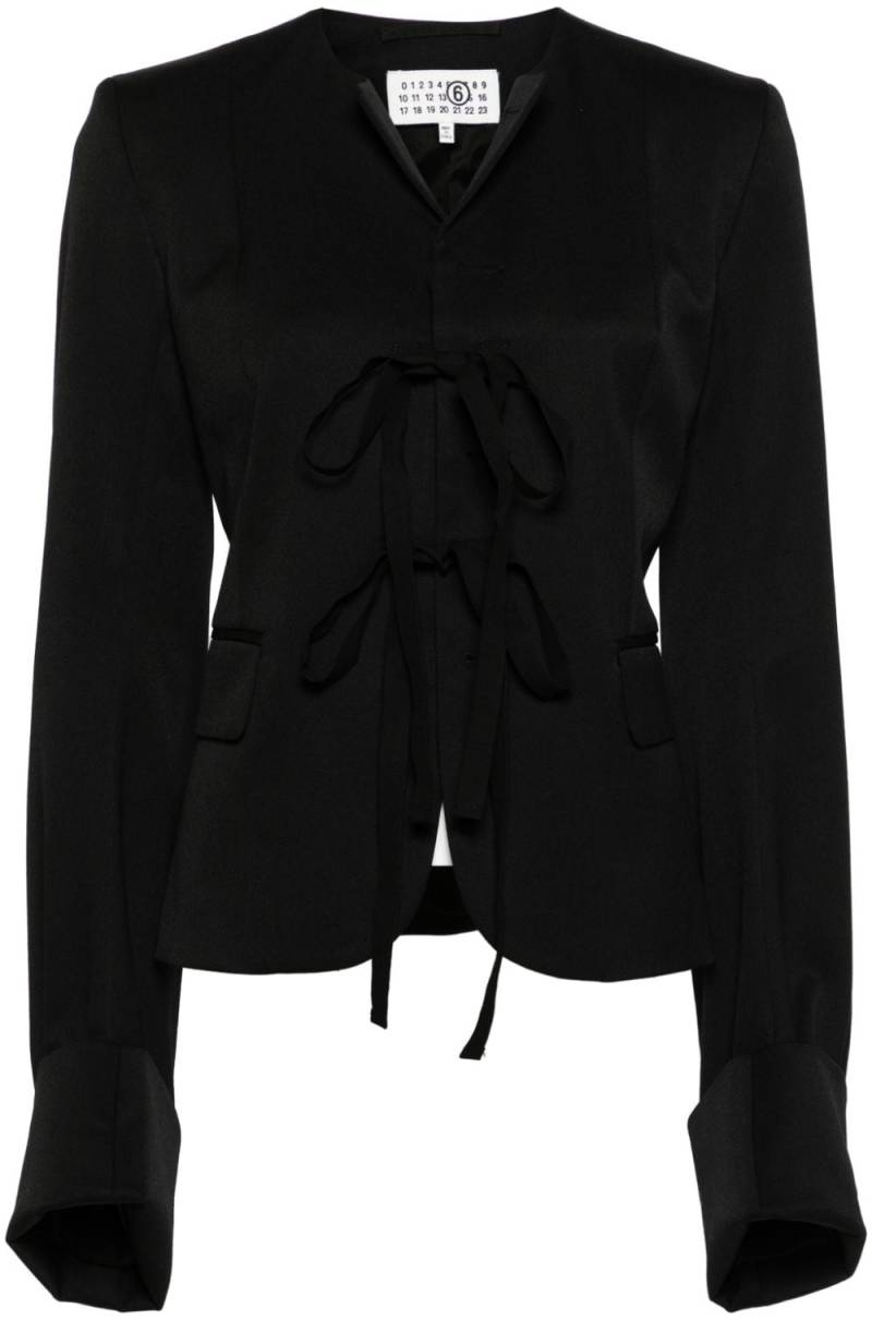 MM6 Maison Margiela Kreppblazer mit Schnürung - Schwarz von MM6 Maison Margiela