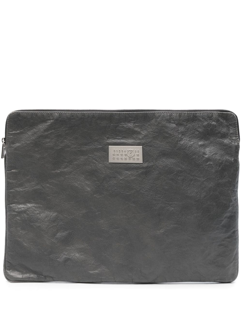 MM6 Maison Margiela Laptoptasche mit Logo-Schild - Grau von MM6 Maison Margiela