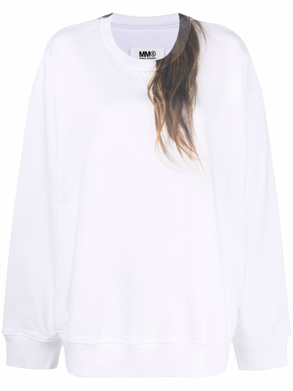 MM6 Maison Margiela Sweatshirt mit Haar-Print - Weiß von MM6 Maison Margiela