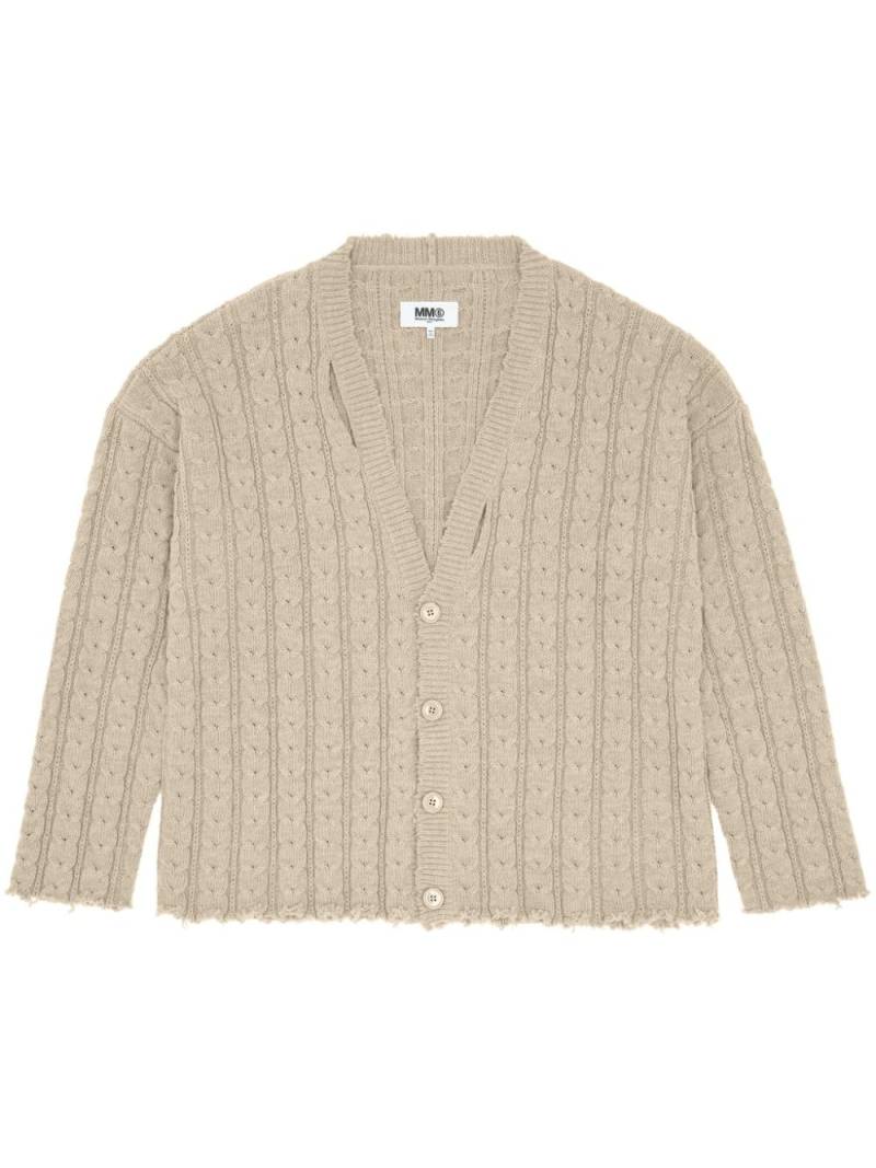 MM6 Maison Margiela Gerippter Cardigan mit V-Ausschnitt - Nude von MM6 Maison Margiela