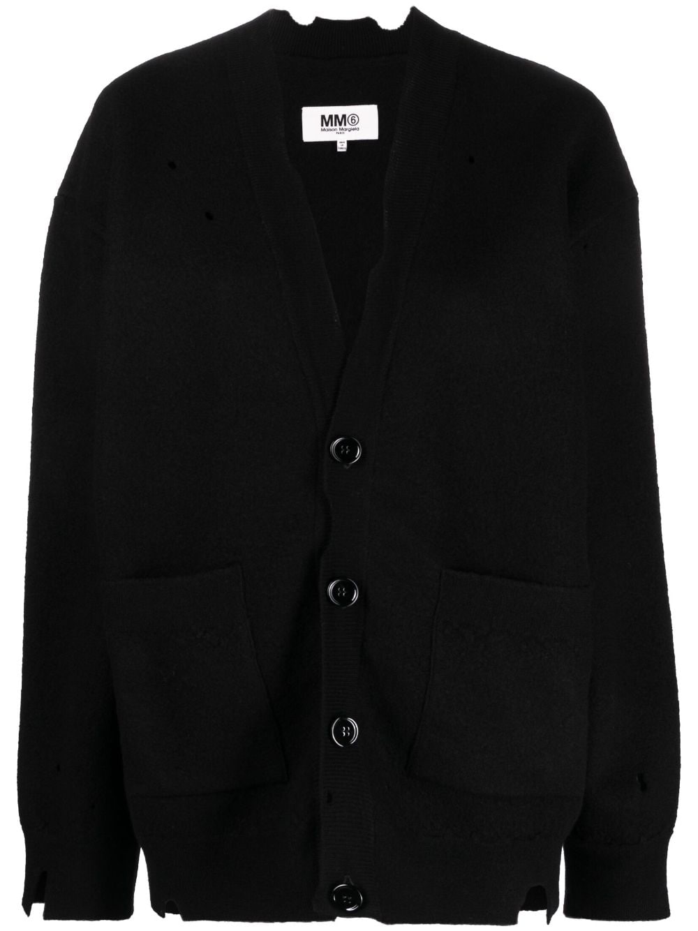 MM6 Maison Margiela Cardigan in Distressed-Optik - Schwarz von MM6 Maison Margiela