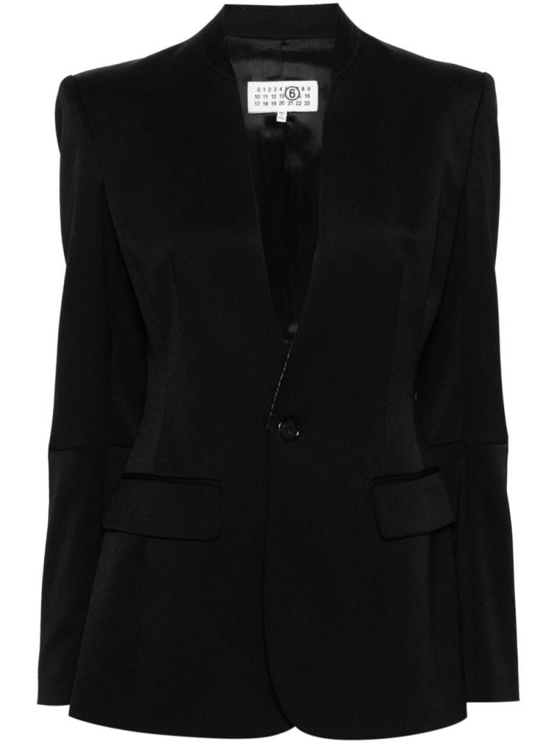 MM6 Maison Margiela Einreihiger Blazer mit Kontrasnaht - Schwarz von MM6 Maison Margiela