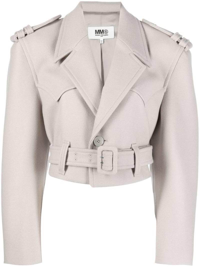 MM6 Maison Margiela Cropped-Bikerjacke - Grau von MM6 Maison Margiela