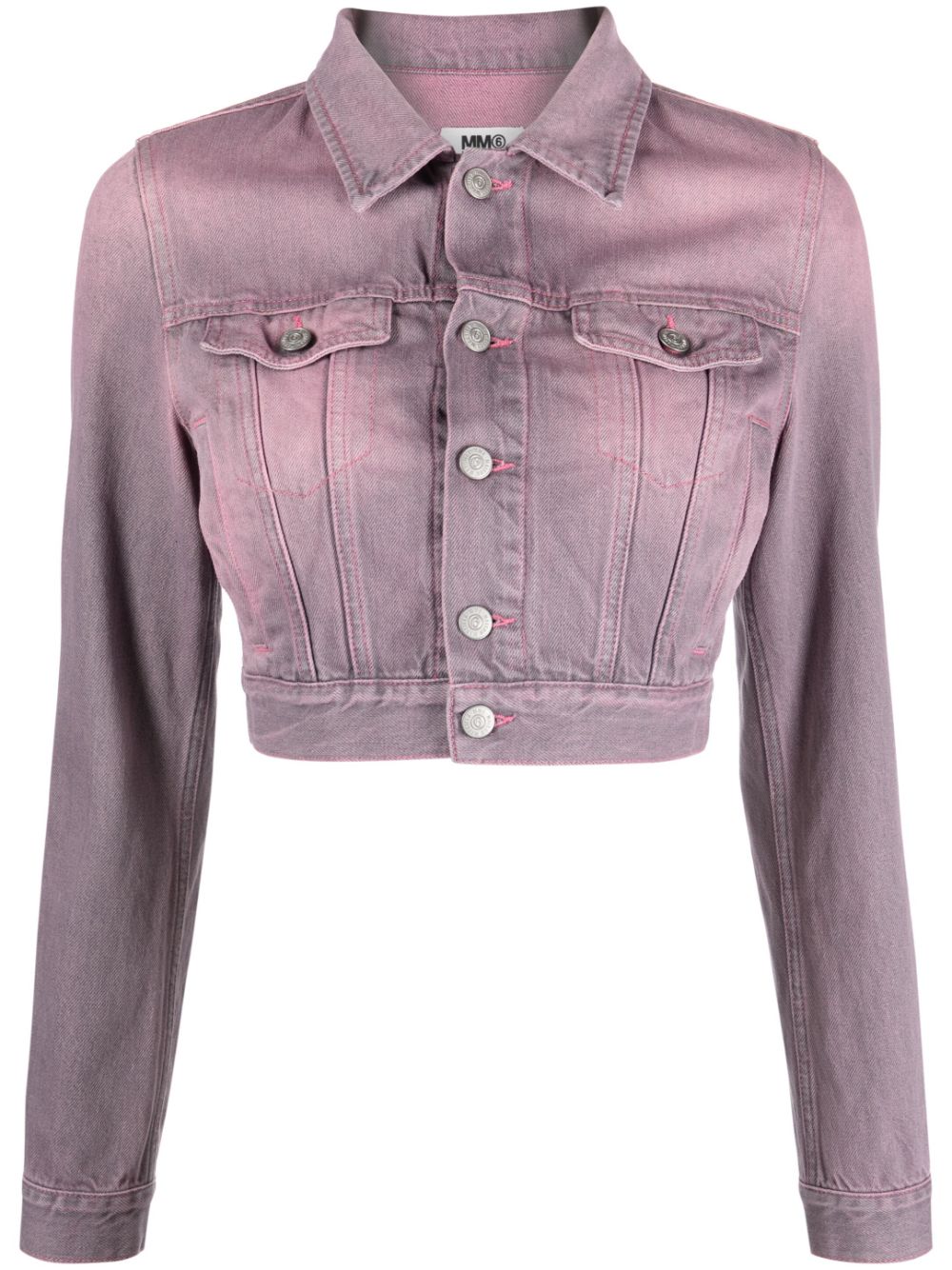 MM6 Maison Margiela Gekürzte Jeansjacke - Rosa von MM6 Maison Margiela