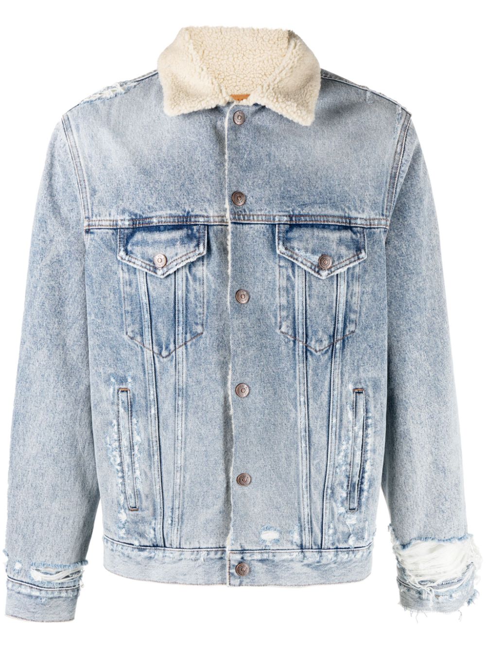 MM6 Maison Margiela Jeansjacke im Distressed-Look - Blau von MM6 Maison Margiela