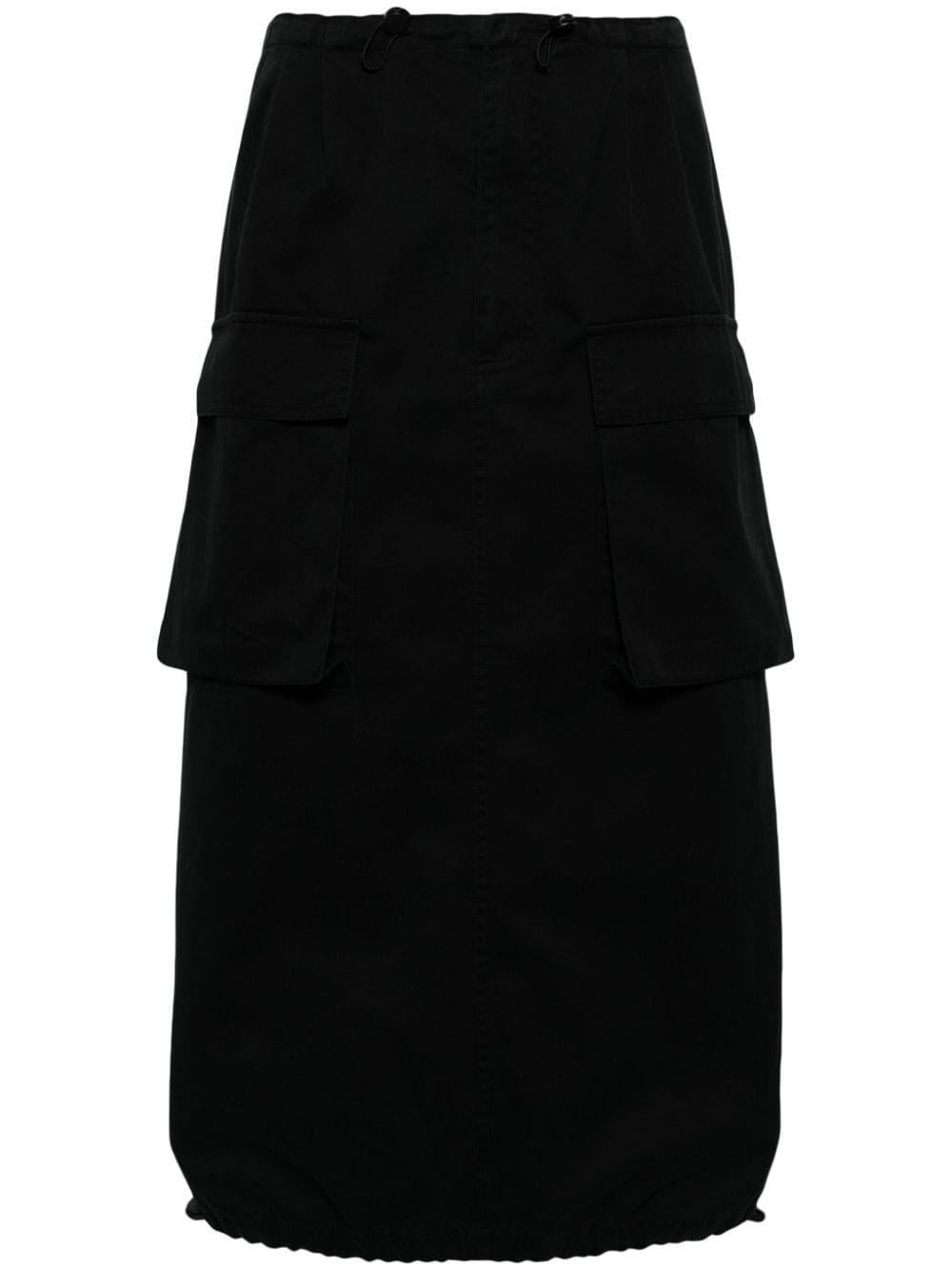 MM6 Maison Margiela drawstring-waist cotton midi skirt - Schwarz von MM6 Maison Margiela