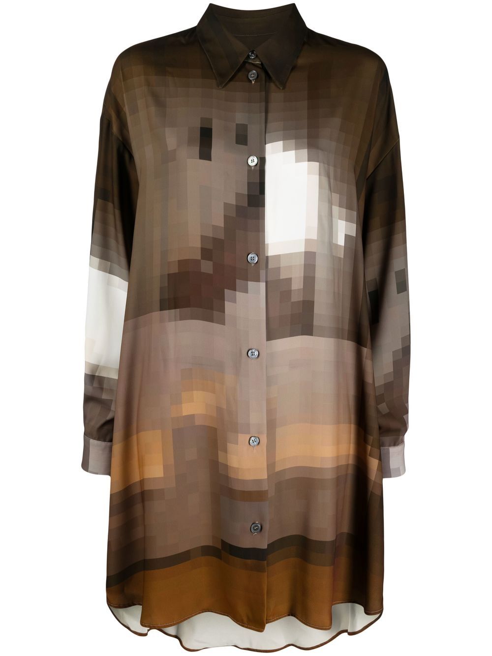 MM6 Maison Margiela Hemdkleid mit Print - Grün von MM6 Maison Margiela