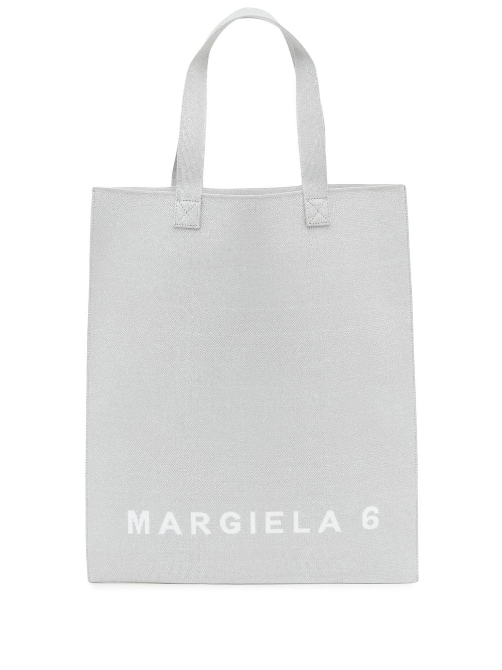 MM6 Maison Margiela Shopper mit Logo-Print - Silber von MM6 Maison Margiela