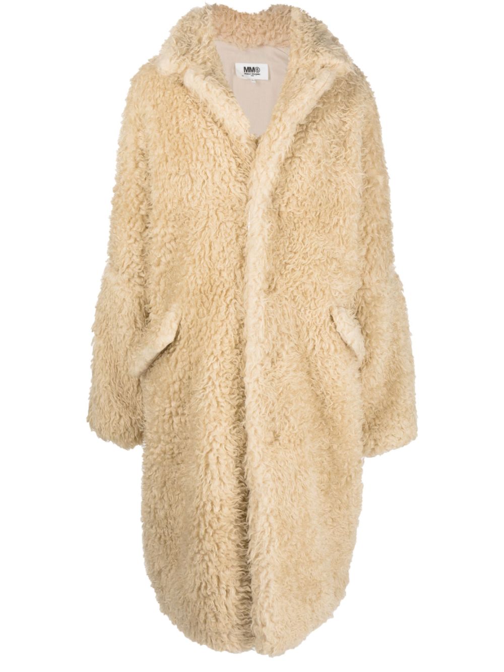 MM6 Maison Margiela Einreihiger Mantel aus Faux Fur - Nude von MM6 Maison Margiela