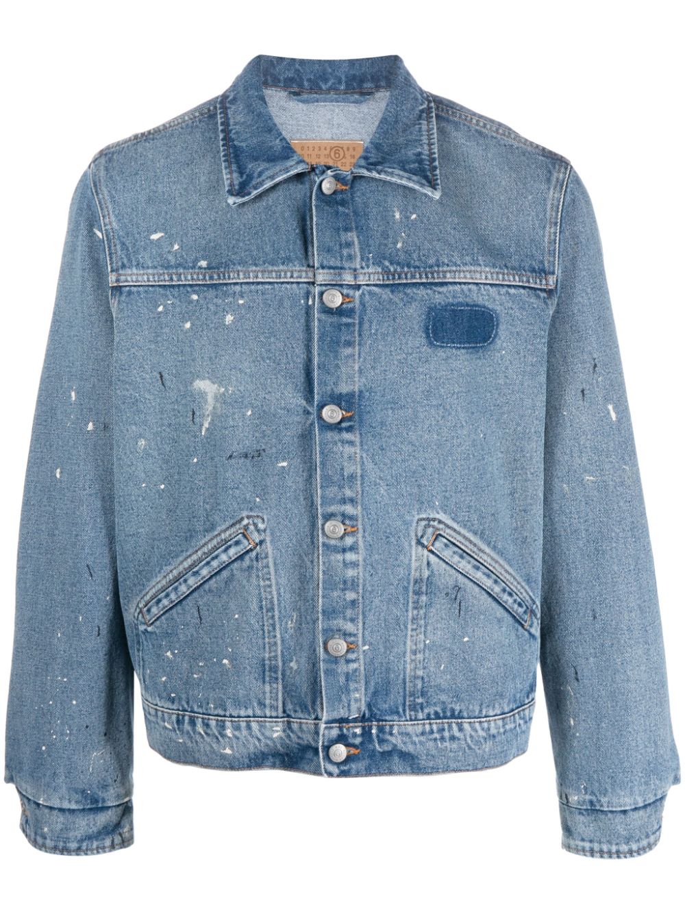 MM6 Maison Margiela Jeansjacke mit Farbklecksen - Blau von MM6 Maison Margiela