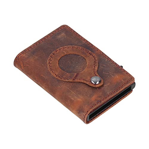 MMABEUTF Für Cowhide, für Kreditkartenhalter, multifunktionales, echtes Leder, Anti Lost RFID (Dunkelbraun) von MMABEUTF