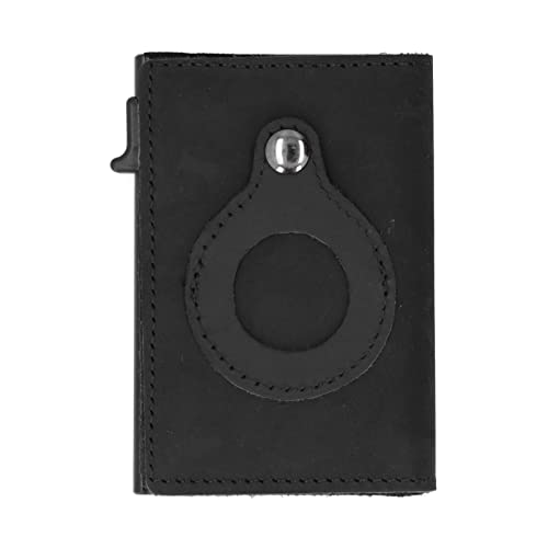 MMABEUTF Für Cowhide, für Kreditkartenhalter, multifunktionales, echtes Leder, Anti Lost RFID (Schwarz) von MMABEUTF