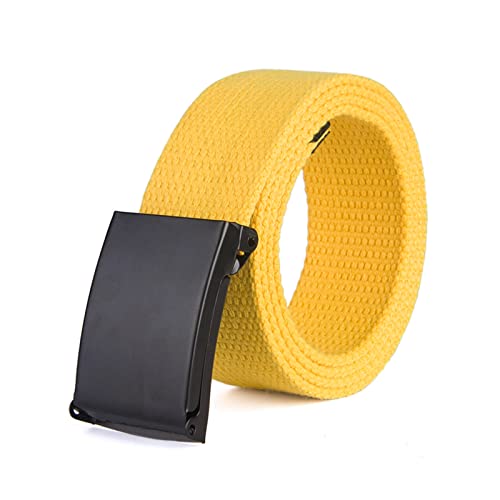 Männer Gürtel Männlich Casual Metallschnalle Plain Webbing Canvas Gürtel Taktischer Taillengürtel 100-150cm, Gelb von MMAXZ
