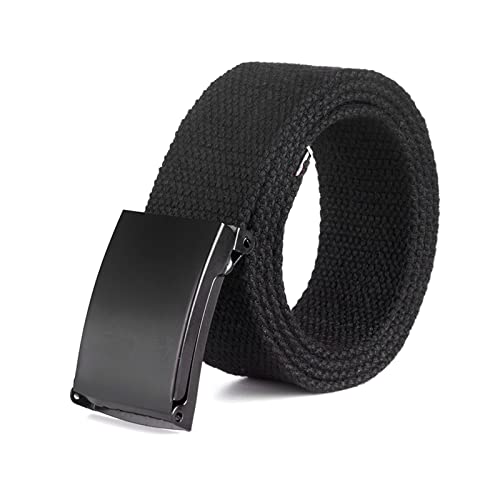 Männer Gürtel Männlich Casual Metallschnalle Plain Webbing Canvas Gürtel Taktischer Taillengürtel 100-150cm, Schwarz von MMAXZ