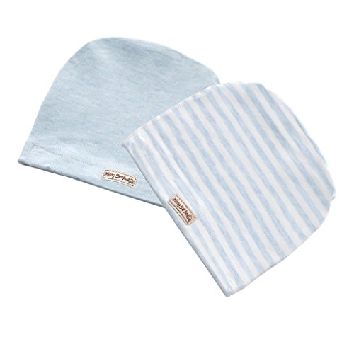 2 Stücke Baby Unisex Beanie Mütze Kinder Weiche Baumwolle Strickmützen Kleinkind Hut (Blau, 0-3 Monate Baby) von MMBABY