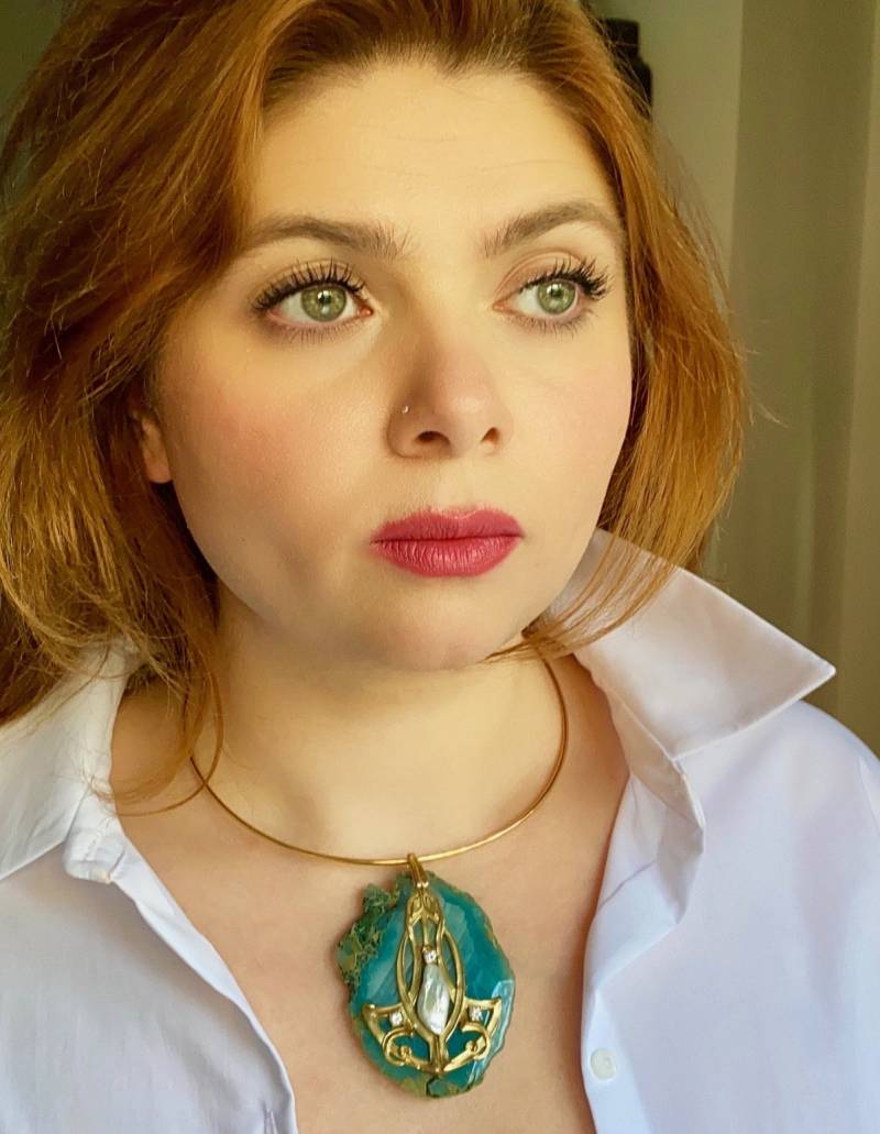 Handgeschnittene Stein Halskette von MMCollectionByMartha