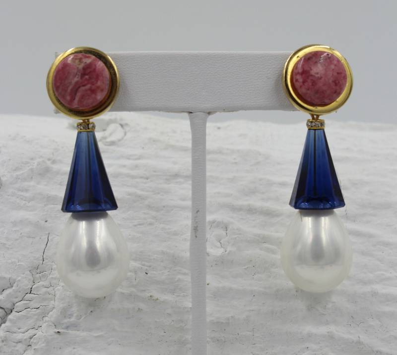 Schwarze Perlen, Transparent Swarovsky, Strass & Schwarzer Onyx Ohrringe von MMCollectionByMartha