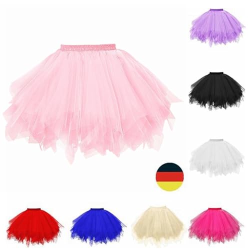 Damen tüllrock Klassisch Elastisch Damen Karneval Kostüm Tüllrock 50er Tütü Rock Kurz Ballett Unterrock Crinoline Petticoat Tutu von MMIHOIM