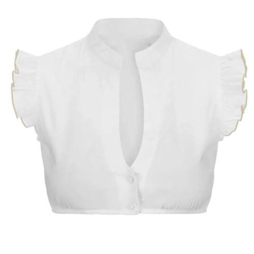 MMIHOIM Damen Dirndlbluse Spitze Dirndl Bluse Damen Spitze Hochgeschlossen Dirndlbluse Kurzarm/halbarm v Ausschnitt Sexy Trachtenbluse Große Größen elegant Dirndlblusen Schwarz Weiß (Stil-3,M) von MMIHOIM