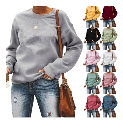 MMIHOIM Pullover Damen Sweatshirt Briefe Drucken Langarm Rundhals Pulli Herbst Winter Frauen Buchstaben Druck Locker Casual Oberteil Sport Streetwear Sweatshirts ohne Kapuze Bluse Tops von MMIHOIM