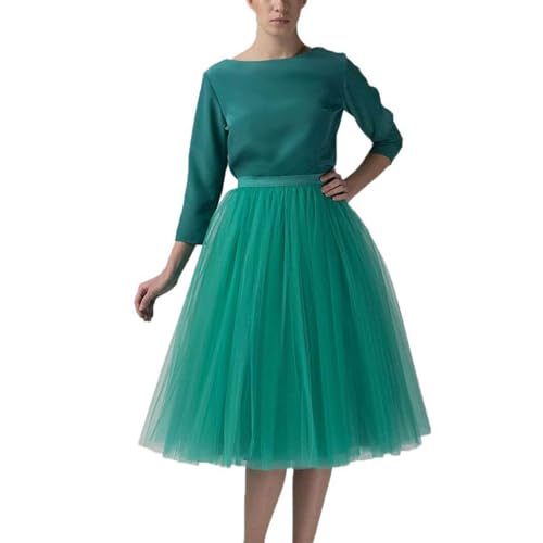 Tüllrock Damen 50Er Rock Retro Ballet Tanzrock 3 Lagig Tüll Ballett Tütü Rockabilly Petticoat Unterrock Tanzkleid Ballkleid Abendkleid Gelegenheit Zubehör Tutu Cosplay (Grun,Einheitsgröße) von MMIHOIM