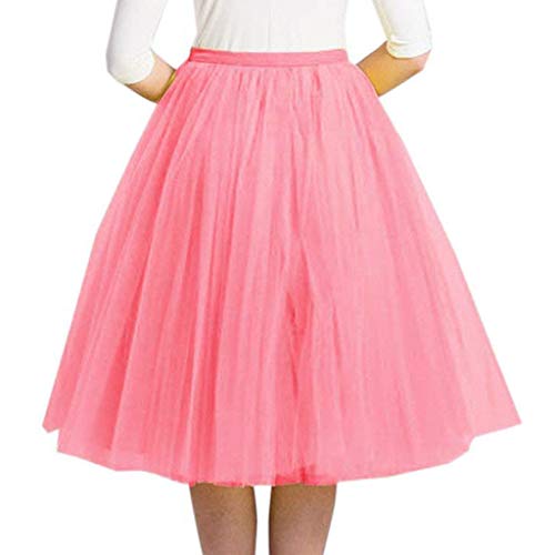 Tüllrock Damen 50Er Rock Retro Ballet Tanzrock 3 Lagig Tüll Ballett Tütü Rockabilly Petticoat Unterrock Tanzkleid Ballkleid Abendkleid Gelegenheit Zubehör Tutu Cosplay (Rosenrot,Einheitsgröße) von MMIHOIM