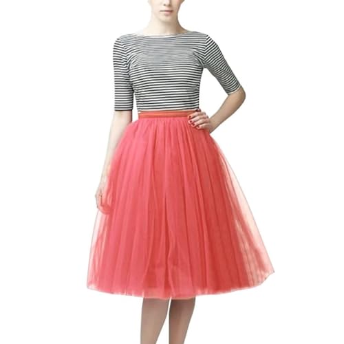 Tüllrock Damen 50Er Rock Retro Ballet Tanzrock 3 Lagig Tüll Ballett Tütü Rockabilly Petticoat Unterrock Tanzkleid Ballkleid Abendkleid Gelegenheit Zubehör Tutu Cosplay (Rot,Einheitsgröße) von MMIHOIM