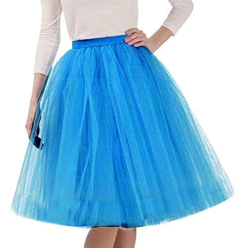 Tüllrock Damen 50Er Rock Retro Ballet Tanzrock 3 Lagig Tüll Ballett Tütü Rockabilly Petticoat Unterrock Tanzkleid Ballkleid Abendkleid Gelegenheit Zubehör Tutu Cosplay (Himmelblau,Einheitsgröße) von MMIHOIM