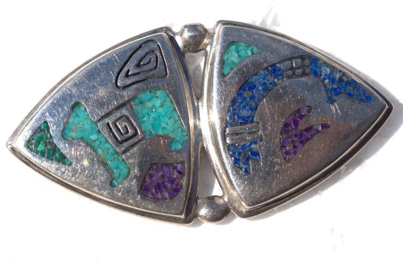 sterling Modern Vintage Süd-Westlichen Pin - Türkis Und Charoit Mit Ein Markenzeichen von MMIntlJewelry