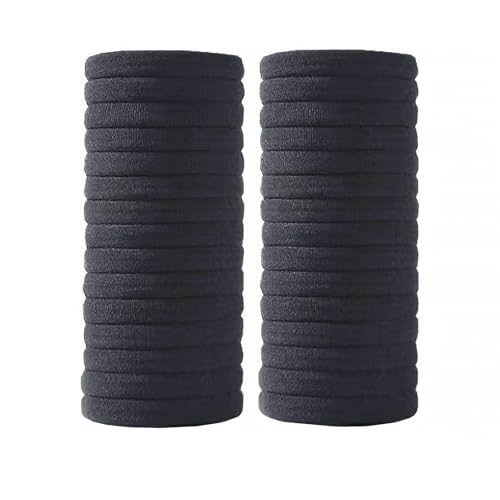 30 Stück Pferdeschwanz-Halter, nahtlose Haargummis, dehnbare, weiche Haarbänder, elastisches Haarzubehör für Damen und Mädchen (schwarz) von MMONY