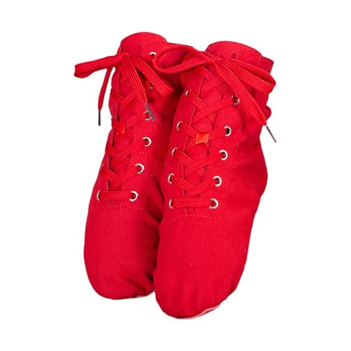 Frauen Männer Leinwand Freizeitschuhe Hausschuhe Jazz Stiefel Tanzschuhe Weiche Sohlen Übung Schuhe Ballett Tanz Schuhe Barfuß Schuhe Damen (Red, 40) von MMOOVV