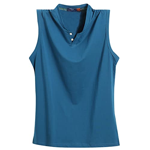 Herren-Tanktop ohne Etikett für Workout, Fitnessstudio, Muskelsport, Laufen, Wandern, aktive Tanktop, ärmellose T-Shirts aus Baumwolle für Männer, blau, XL von MMOOVV