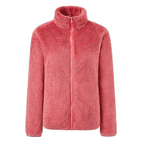 Jackenclip Damen Damen-Herbst- und Winter-Korallen-Fleecejacke, Shaker-Fleece, doppelter Samt, verdickte warme Outdoor-Jacke Cardigan Mantel (1-Red, M) von MMOOVV