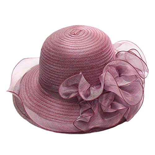 MMOOVV Damenhut Eleganter Organza-Kirchen-Brautteeparty-Hochzeitsfest-Hut (Lila) von MMOOVV