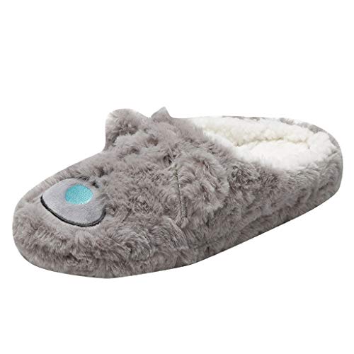 MMOOVV Niedliche Indoor-Baumwolle Frauen weiche Schuhe rutschfeste Boden hausschuhe Hauptseite Hausschuhe weiche Frauen Hausschuh Frühling Schuhe Damen (Grey, 37) von MMOOVV