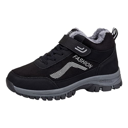 MMOOVV Warme Gefütterte Winterschuhe Herren Damen Winterstiefel Wasserdicht Trekkingschuhe Wanderschuhe Winterschuhe Herren Damen Warm Gefütterte Winter Schneestiefel Trekkingschuhe (Black, 42) von MMOOVV